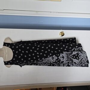 Chico's Bandana Midi Dress NWT Size M/8 (Chico's) Black/White Paisley